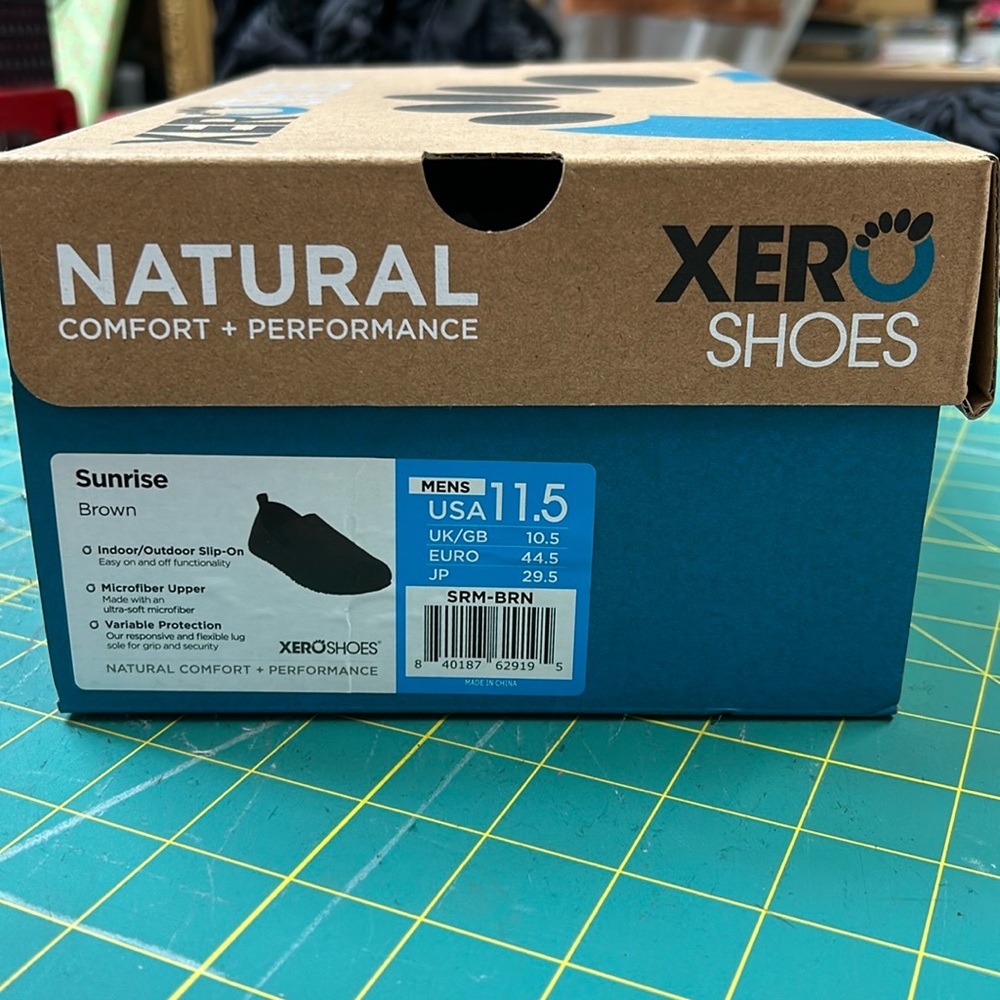 Xero shoes Sunrise Brown Men’s sizes 11 & 11.5 New In Box indoor/outdoor slip-on